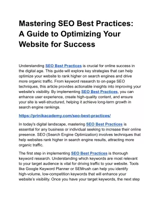 Maximizing Online Visibility with SEO Best Practices