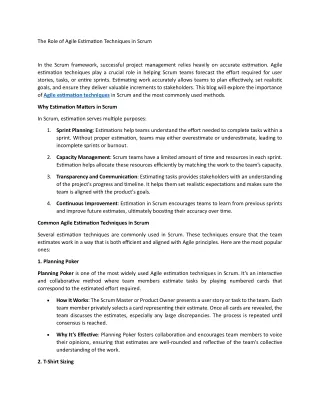 The Role of Agile Estimation Techniques in Scrum