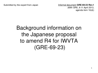 Background information on the Japanese proposal to amend R4 for IWVTA (GRE-69-23)