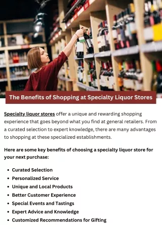 The Benefits of Shopping at Specialty Liquor Stores