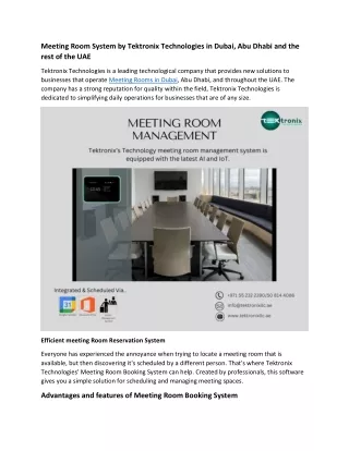 Meeting Room System by Tektronix Technologies in Dubai, Abu Dhabi and the rest o