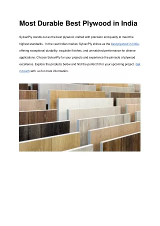 Most Durable Best Plywood in India