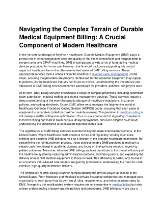 Navigating the Complex Terrain of Durable Medical Equipment Billing