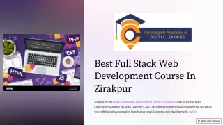 Best Full Stack Web Development Course In Zirakpur