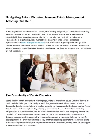 Navigating Estate Disputes How an Estate Management Attorney Can Help