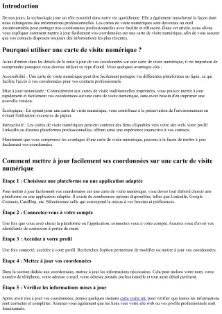 Comment mettre à jour facilement ses coordonnées sur une carte de visite numériq