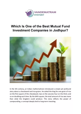 Which Is One of the Best Mutual Fund Investment Companies in Jodhpur