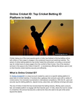 Online Cricket ID_ Top Cricket Betting ID Platform in India