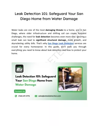 Stop Hidden Water Damage: Your Ultimate Guide to Leak Detection in San Diego