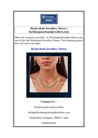 Hyderabad Jewellery Stores  Krishnapearlsandjewellers.com