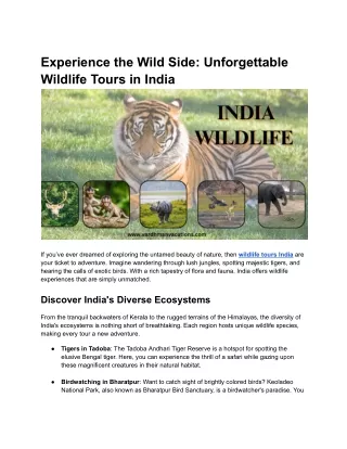 Experience the Wild Side_ Unforgettable Wildlife Tours in India - Google Docs