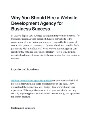 Website Development Agency in Delhi