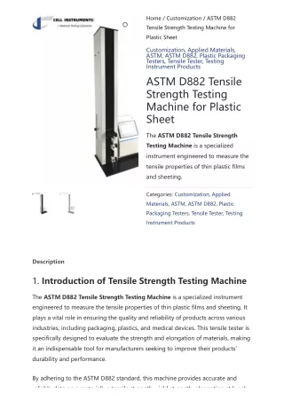 ASTM D882 Tensile Strength Testing Machine for Plastic Sheet