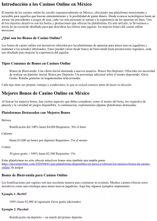 Descubre Las Ofertas Más Jugosas: Los Mejores Bonos del Casino Online Mexicano