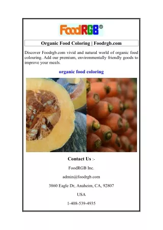 Organic Food Coloring  Foodrgb.com