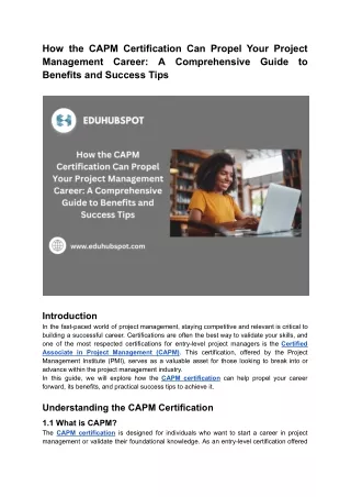 How the CAPM Certification Can Propel Your Project Management Career