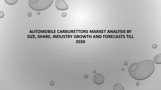 Automobile Carburettors Market