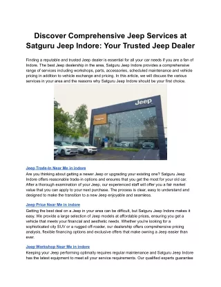 Discover Comprehensive Jeep Services at Satguru Jeep Indore_ Your Trusted Jeep Dealer