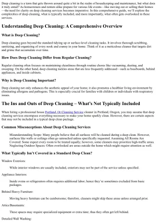 “The Ins and Outs of Deep Cleaning – What’s Not Typically Included”
