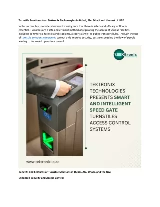 Turnstile Solutions from Tektronix Technologies in Dubai, Abu Dhabi and the rest