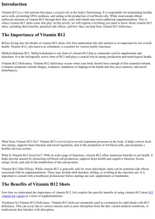 What You Need to Know About Vitamin B12 Shots