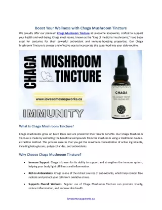 Boost Your Wellness with Chaga Mushroom Tincture