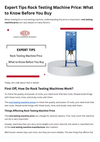 Expert Tips Rock Testing Machine Price What to Know Before You Buy