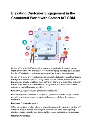 Elevating Customer Engagement in the Connected World with Csmart IoT CRM