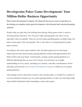 Poker Game Development_ A Million Dollar Business Solution - Developcoins (1)