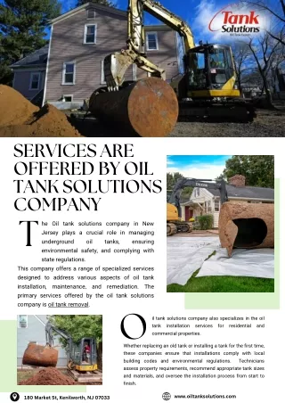 Services Offered By Oil Tank Solutions Company