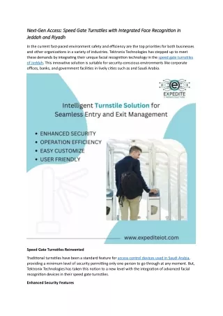 Speed Gate Turnstiles with Integrated Face Recognition in Jeddah and Riyadh