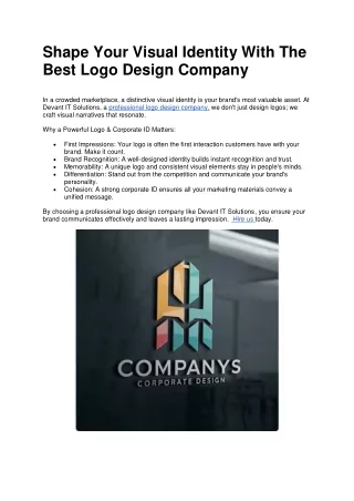 Shape Your Visual Identity With The Best Logo Design Company