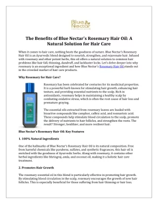 Revitalize with Blue Nector Rosemary Hair Oil