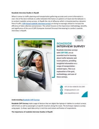 capi-based road side interview  surveys in riyadh-