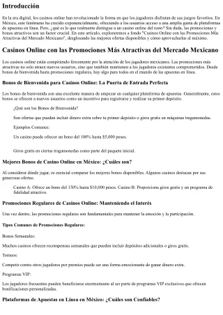 Casinos Online con las Promociones Más Atractivas del Mercado Mexicano