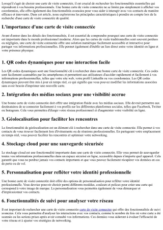 Les fonctionnalités essentielles à rechercher dans une bonne carte de visite con