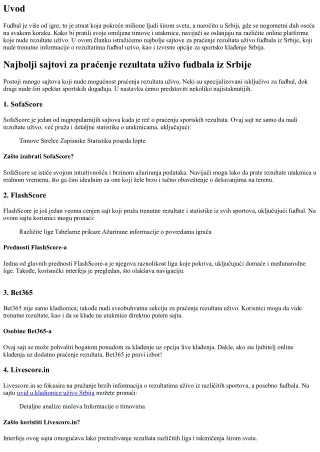 Najbolji sajtovi za praćenje rezultata uživo fudbala iz Srbije