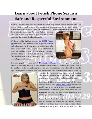 Learn about Fetish Phone Sex in a Safe and Respectful Environment