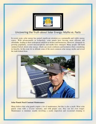 Uncovering the Truth about Solar Energy Myths vs. Facts