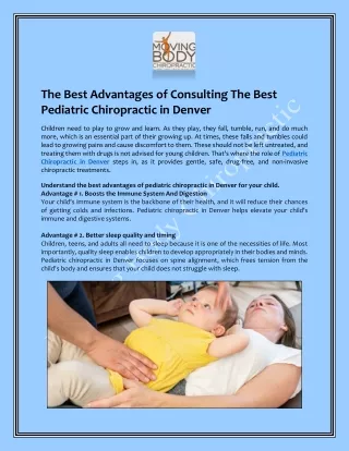 The Best Advantages of Consulting The Best Pediatric Chiropractic in Denver