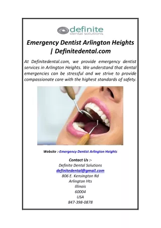 Emergency Dentist Arlington Heights  Definitedental.com