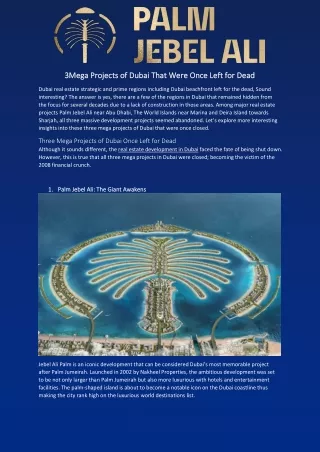 3 Mega Projects of Dubai That Were Once Left for Dead