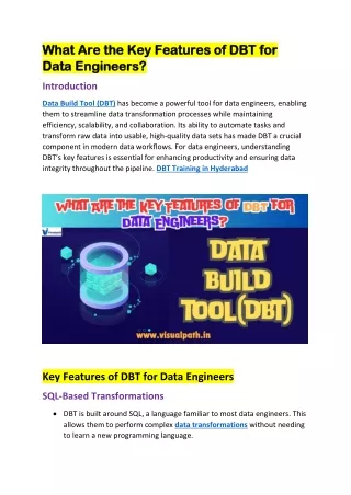 DBT (Data Build Tool) Courses Online | DBT Online Training