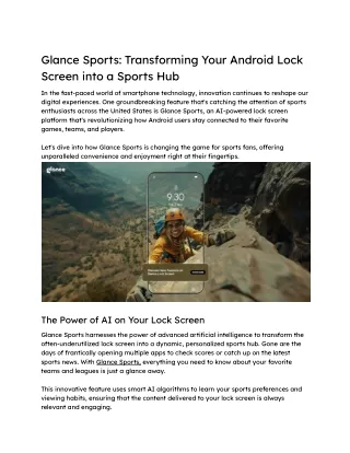 Glance Sports_ Transforming Your Android Lock Screen into a Sports Hub