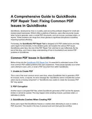 A Comprehensive Guide to QuickBooks PDF Repair Tool_ Fixing Common PDF Issues in QuickBooks