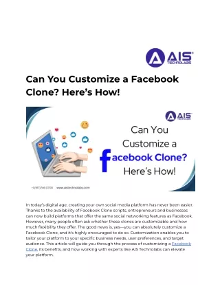 Can You Customize a Facebook Clone_ Here’s How!