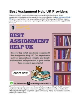 Best Assignment Help UK Providers