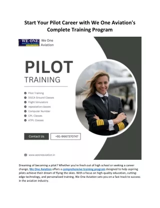 Start Your Pilot Career with We One Aviation