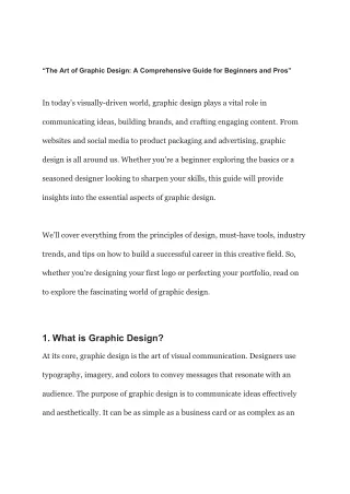 "Mastering Graphic Design: Tools, Techniques, and Creative Tips for Beginners