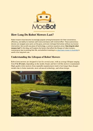 How Long Do Robot Mowers Last? A Complete Lifespan Guide